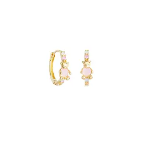 Hypoallergenic Cute Bear Hoop Earrings 18K Gold Plated Brass Small Animal Huggie Earring For Women Girlfriend Wedding Gift