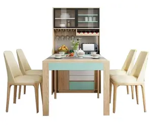 新设计小空间节省室内木制折叠餐桌，带储物空间，适用于家庭厨房公寓