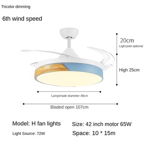 2025 nouveau moderne onduleur ventilateur de plafond lustre lumière LED Invisible intégré ventilateur électrique lampe salon salle à manger chambre - Product Image 6