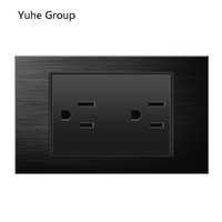 Prise murale en aluminium brossé noir de type C, norme américaine et thaïlandaise, indice de protection IP20, panneau tactile, design durable, interrupteur USB Type-C 10A/20A