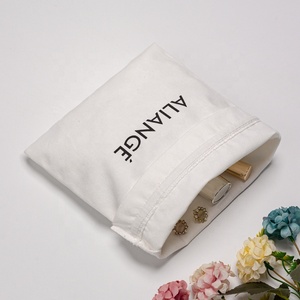 Tùy Chỉnh Thân Thiện Với Môi Tái Sử Dụng Tự Nhiên Bông Dây Kéo Pouch Đồ Trang Sức Màu Trắng Bao Bì Túi Vải Có Thể Tái Chế Sử Dụng Cho Vớ - Product Image 5