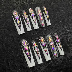 Nuevo Producto Lanzado - Diseño de Pintura con Tinta Azul <span class=keywords><strong>y</strong></span> Blanca, Estilo Lluvia de Niebla de Jiangnan, <span class=keywords><strong>Uñas</strong></span> Hechas a Mano de Estilo Chino Moderno - Product Image 4
