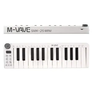 Pengontrol keyboard Midi 25 tombol portabel, instrumen Keyboard cerdas nirkabel mini midi