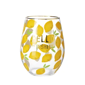 Decorativo ouro aros único personalizado stemless vinho copo óculos definidos para o casamento uísque copo