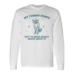 Mi vientre duece, pero me estoy siendo valiente al respecto, camiseta de manga larga Cowboy Raccoon - Product Image 1