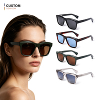Lunettes de soleil rétro unisexes à monture large carrée en acétate, verres polarisés teintés écaille, personnalisables OEM/ODM avec logo