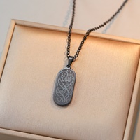 Collar con Colgante de Acero Inoxidable con Caligrafía Religiosa de Alá, Joyería de Moda Musulmana Islámica Árabe, para Eid y Ramadán, Venta al por Mayor para Hombres y Mujeres