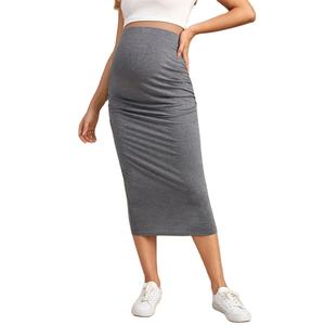 Jupes crayon décontractées pour femmes enceintes Demi-<span class=keywords><strong>jupe</strong></span> <span class=keywords><strong>taille</strong></span> <span class=keywords><strong>haute</strong></span> couleur unie pour femmes de maternité Vêtements pour le ventre mince - Product Image 1