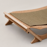 Cama para Gatos de Corcho Natural, Colchón de Corcho Rascable con Marco de Madera, Muebles Ecológicos para Gatos de Interior