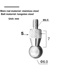 Modul Pengukur Titik Bola Karbida Tungsten, <span class=keywords><strong>Probe</strong></span> Bola, Kepala Pengukur Pitch Cross-bar M2.5/ # 4-48UNF Thread - Product Image 6