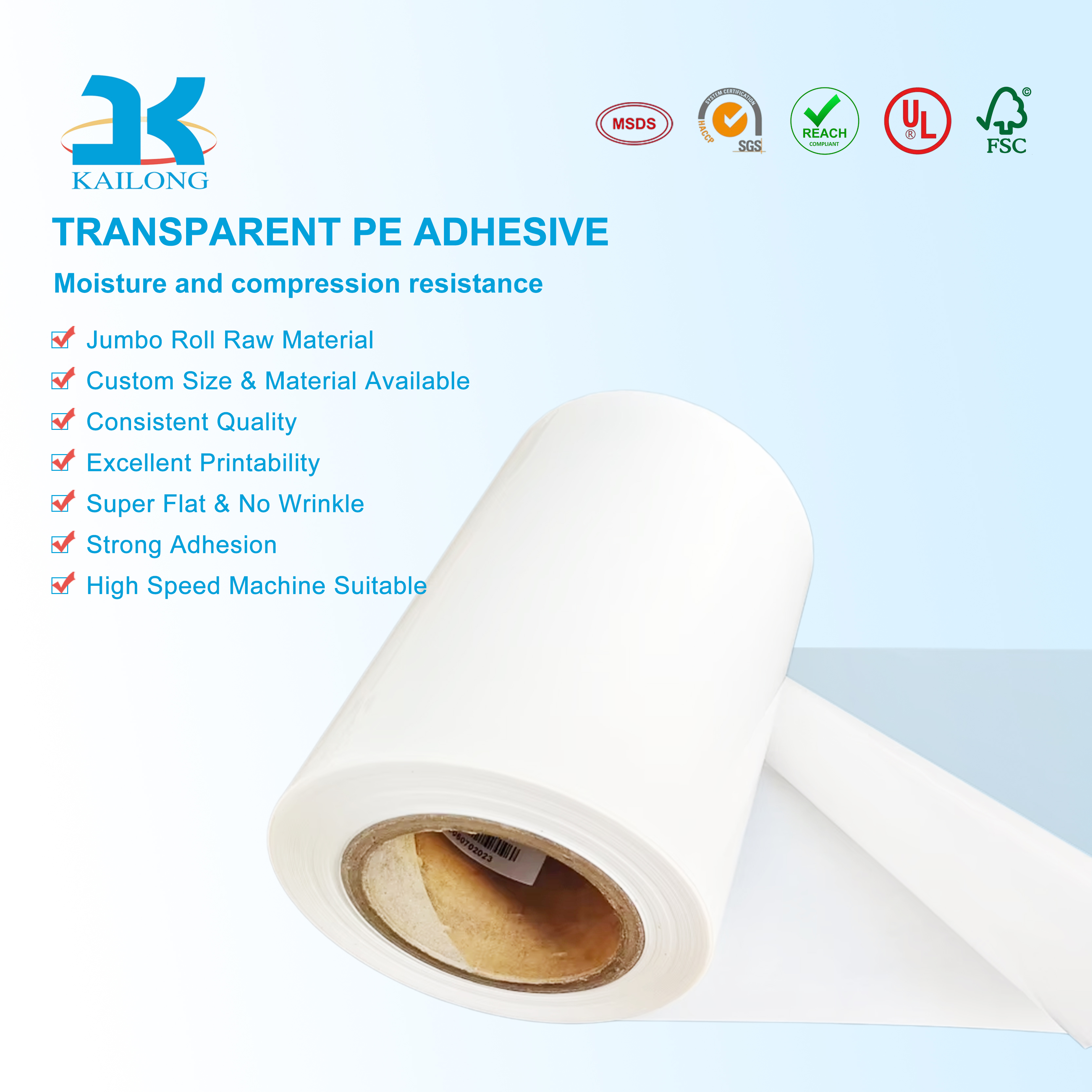 PE Label Substrate for Pharmaceutical Packaging Non Toxic Moisture Proof Adhesive Sticker Paper Vinyl Film for Medicine Bottle