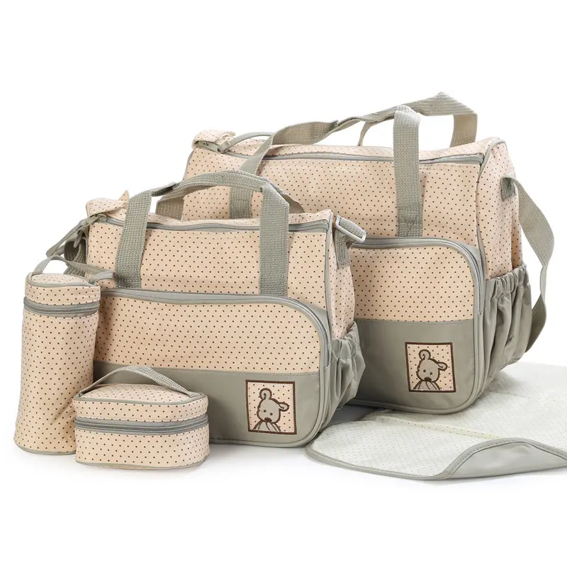 Multi function 5pcs baby diaper bag set baby nappy bag mummy bag with changing pad