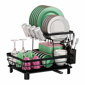 Scolapiatti da Cucina a 2 Ripiani Moukabal, Grande Capacità, Portautensili Rimovibile, Scolapiatti per Lavello, Modello Cinese - Product Image 4