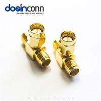 Antena Wifi Tipo T, Adaptador Coaxial RF de Un Conector SMA Macho a Dos Conectores Hembra, Divisor de Señal de 3 Vías