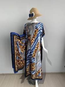 奢华品牌宽松印花涤纶丝绸热卖穆斯林长裙长袍大尺寸非洲连衣裙夏季 - Product Image 4