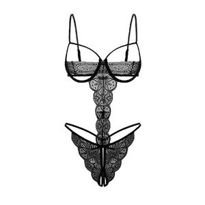 Lingerie sexy pour petites poitrines, push-up, entrejambe ouvert, pas besoin de retirer, body en dentelle transparente, chemise de nuit sexy 020 - Product Image 3