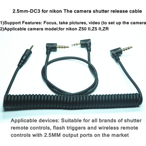 สายลั่นชัตเตอร์3.5มม./2.5มม. ใช้ได้กับรีโมต <span class=keywords><strong>Nikon</strong></span> Z5 <span class=keywords><strong>II</strong></span>, <span class=keywords><strong>Z50</strong></span> <span class=keywords><strong>II</strong></span> และ ZR และสายกิมบอล - Product Image 3