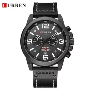 Nouvelle montre à quartz pour homme avec boîtier en alliage sport 8314, bracelet en cuir, cadran à aiguilles, étanche, date automatique, style business décontracté - Product Image 3