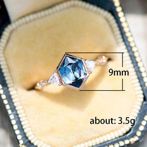 F1669 Hexagon Gemstone <b>Ring</b> Gold Plated Women's Engagement <b>Crystal</b> Rhinestone Jewelry Fine <b>Rings</b> - Product Image 5