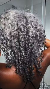 Extensions de <span class=keywords><strong>cheveux</strong></span> Salt and Pepper, boucles naturelles crépues, perruques grises en <span class=keywords><strong>cheveux</strong></span> humains, couleur gris sel et poivre, bandeau, colle bon marché - Product Image 3