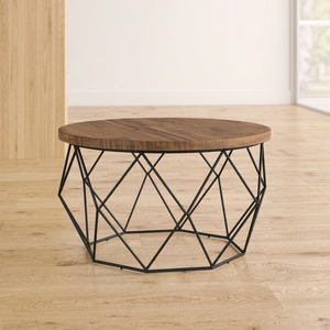 AK laiton Standard métal Table basse noir fini avec dessus en bois Table basse de luxe pour la décoration intérieure/hôtel décor meubles - Product Image 1
