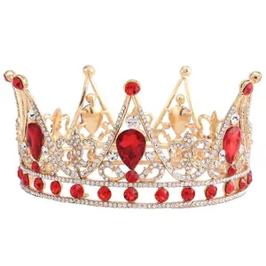 Wholesale free customized colorful diamond full round pageant crowns for girls