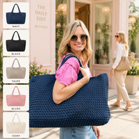 Sac fourre-tout tissé Mahjong grande capacité, sac de voyage et de plage avec pochette de poignet assortie, sac de rangement portable pour tuiles de Mahjong