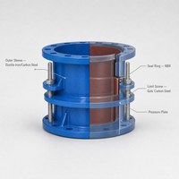 Raccord de tuyau en fonte ductile à bride, tête hexagonale, surface peinte, résistant à la corrosion chimique et aux UV, pression 16 bars