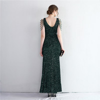 19280-S #2022 Nail Bead StyleFashion femmes décolleté en V profond paillettes robes de soirée grosse dame robe grande taille robe Super taille