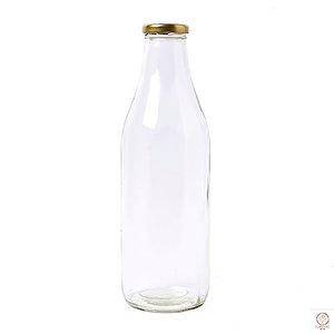 ขวดน้ำผลไม้แก้วใส ขนาด 250 มล. 500 มล. 1 ลิตร พร้อมฝาโลหะ - Product Image 2