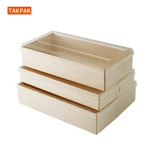 Contenitore per alimenti da asporto in legno ecologico imballaggio per la consegna del ristorante Sushi Bakery Baklava Mochi Brownie scatole per piatti