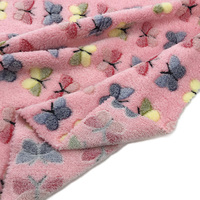 Tissu en polaire corail Kingcason Chine, design moderne, papillon 3D, haute résistance des couleurs, avec impression collée, pour couverture
