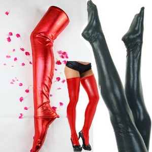 Patent leather stretch stockings, black and <b>red</b> patent leather stockings, sexy bondage and styling products. - Product Image 2