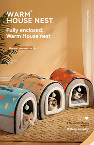 Super grand mobilier pour animaux de compagnie toutes saisons nid de chat fermé amovible lavable pour la chaleur hivernale tapis de lit universel pour chat chenil pour chien - Product Image 6