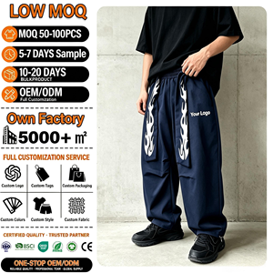 Pantalon de jogging ample pour homme, style streetwear, taille élastique, logo personnalisé imprimé, poches latérales, coton et polyester mi-lourds - Product Image 1