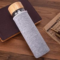 Bouteille d'eau en verre borosilicate à double paroi isolée de haute qualité de 500 ml avec logo personnalisé promotionnel, couvercles en bambou et infuseur à fruits