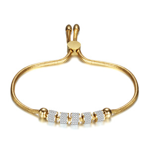 Adjustable Snake <b>Chain</b> Bracelet 6MM Full Diamond <b>Titanium</b> Steel 18K Gold Plated Women's Jewelry Everyday Wear - Product Image 3