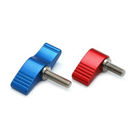 Tête en alliage d'aluminium Tige en acier inoxydable M5 Bouton rotatif Poignée de levier à pouce Vis en forme de T 17mm pour collier de serrage de tige Rouge