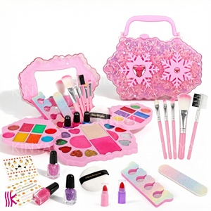 Set de Juguetes Cosméticos de Plástico Ecológico, Kit de <span class=keywords><strong>Maquillaje</strong></span> Lavable y Portátil, Maleta Colorida con Diseño de Copo de Nieve para Niñas, Juego de Imitación de Princesa - Product Image 6