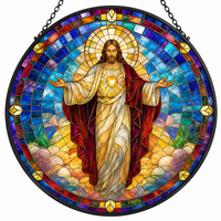 Atrapasueños de Vitral Art Déco de Cristo Jesús para Colgar en Ventanas, Decoración del Hogar, Jardín, Halloween, Navidad, Fiesta, Boda, Inauguración de Casa