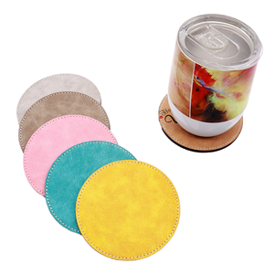 Colorful Leather Heat Transfer PU Coaster Sublimation Blank Consumables High Temperature Resistant PU Leather Coasters Pure