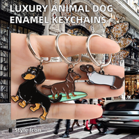 Porte-clés de luxe vintage en alliage de zinc, breloques fantaisie, personnalisables avec gravure animale (chien) ou lettres, promotionnels