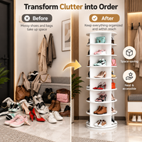 Meuble de rangement rotatif en plastique pour chaussures, sur pied, multi-niveaux, à 360 degrés, pour entrée de maison, style moderne et minimaliste