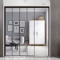 Empileur manuel en verre trempé de 8mm coulissant télescopique sans cadre pour cuisine salon en alliage d'aluminium pour mur intérieur