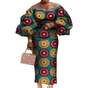 Африканское платье-батик, Африканское платье без бретелек с оборками и рукавами, с принтом