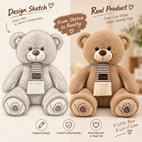 Ours en peluche personnalisé avec écharpe d'hiver, assis, deux couleurs, pour fleuriste et boutique de cadeaux
