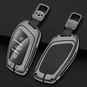 Cowhide Metall-Autoschlüssel Taschenbezug Schlüsselanhänger Auto Schlüsselschutzhülle für MG Morris Garagen Auto Schlüsselzubehör