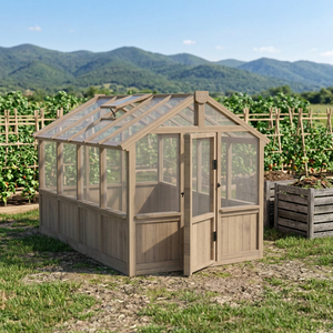 Invernadero para Plantas de Exterior, Estructura de Madera de Cedro, Ventilación Ajustable, Panel de Policarbonato Multicapa, Invernadero Prefabricado para Exteriores - Product Image 1