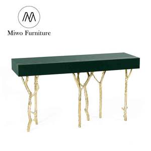 Miwo meubles <span class=keywords><strong>de</strong></span> luxe Villa <span class=keywords><strong>maison</strong></span> conception spéciale <span class=keywords><strong>de</strong></span> haute qualité en bois massif plateau en laiton Base salon entrée <span class=keywords><strong>couloir</strong></span> Console Table - Product Image 3
