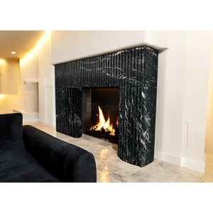 Cornice per Caminetto Autoportante in Marmo <span class=keywords><strong>Nero</strong></span> Marguina, Decorazione di Lusso per Interni Newstar - Product Image 1